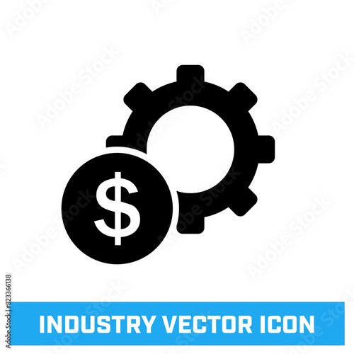 Industry and productivity - vector icon with gear wheel and dollar sign.