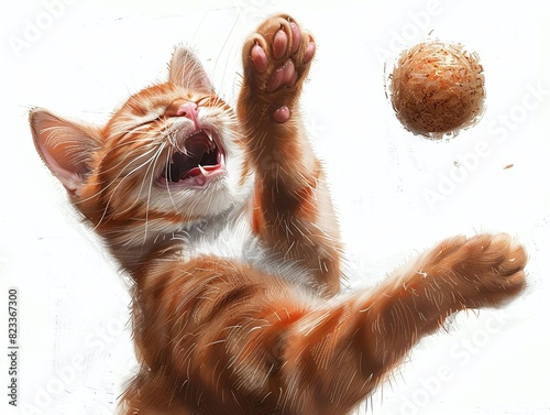 Picture a cat feeling ecstatic, batting around a crinkly ball photo