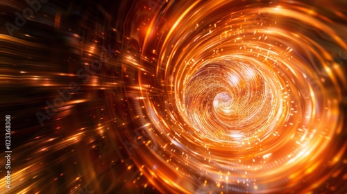Bright orange spiral light background for technology or science themed designs photo