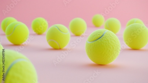 Pink background with tennis balls. A backdrop with space for sports-themed text. Lawn Tennis Championships © Katsyarina