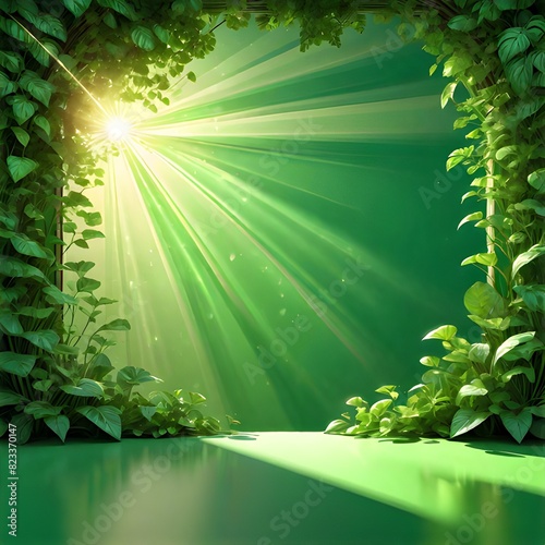 A green background with the sun shining through the leaves of a tree, happy enviorment day, Download the above green nature exploration background image and use it as your wallpaper, poster and banne
 photo