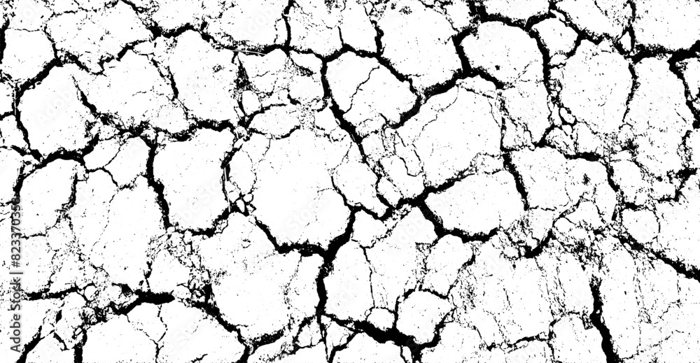 two different images of cracked and dry land ground, cracked white paint on a white background, a black and white drawing of a cracked wall set, a black and white image of a cracked wall