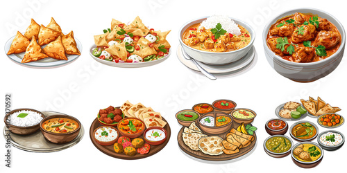 India food png isolated set in 3d transparent using for mock up. photo