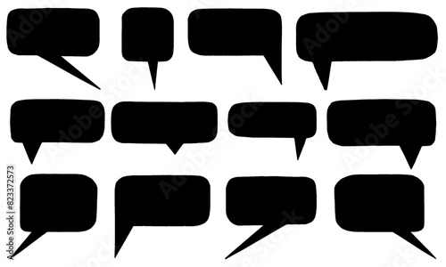 Collection set of blank cut out speech bubbles with rough edges and copy space for text, vector design elements