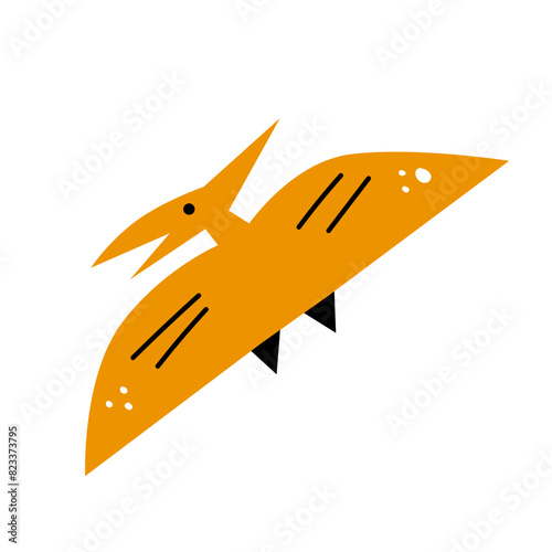 Flat style vector illustration with little pterodactyl isolated on white background  photo
