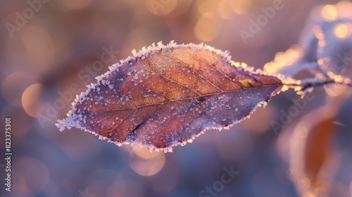 Close-up of a Red Leaf With Dew Drops for a Natural Background
