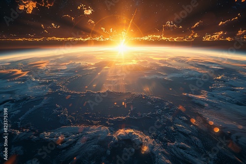The sun rising over earth, high quality, high resolution photo