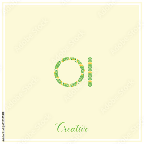 OI Natural Creative Green Logo. Latter Logo design. Vector Illustration Design. Creative Logo. Minimal Logo. Monogram Design. Alphabet. Creative Font Logo. Classic Design. Type Logo. Natural logo