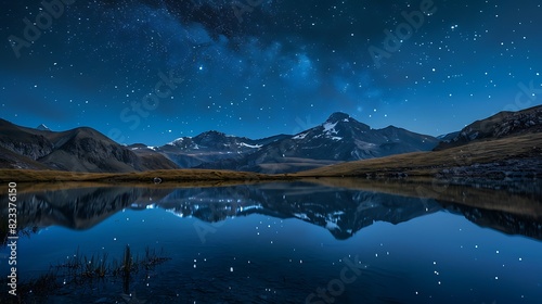 Tranquil Night  Majestic Starry Sky Reflecting in Serene Waters - A Captivating Moment of Peace and Wonder  Image  0513C
