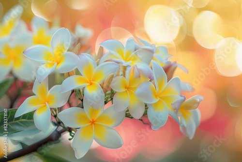 Digital artwork of  picture of yellow and white flowers near a blurred background