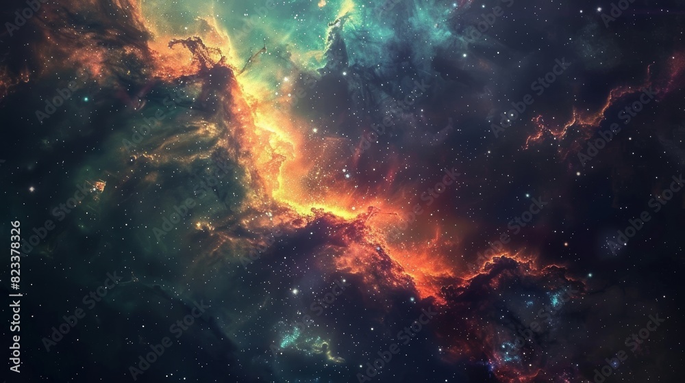 Abstract depiction of space exploration, vibrant nebula and stars, showcasing the wonders of astronomy and the natural world, educational focus Abstract depiction of space exploration, vibrant nebula and stars, showcasing the wonders of astronomy and the natural world, educational focus