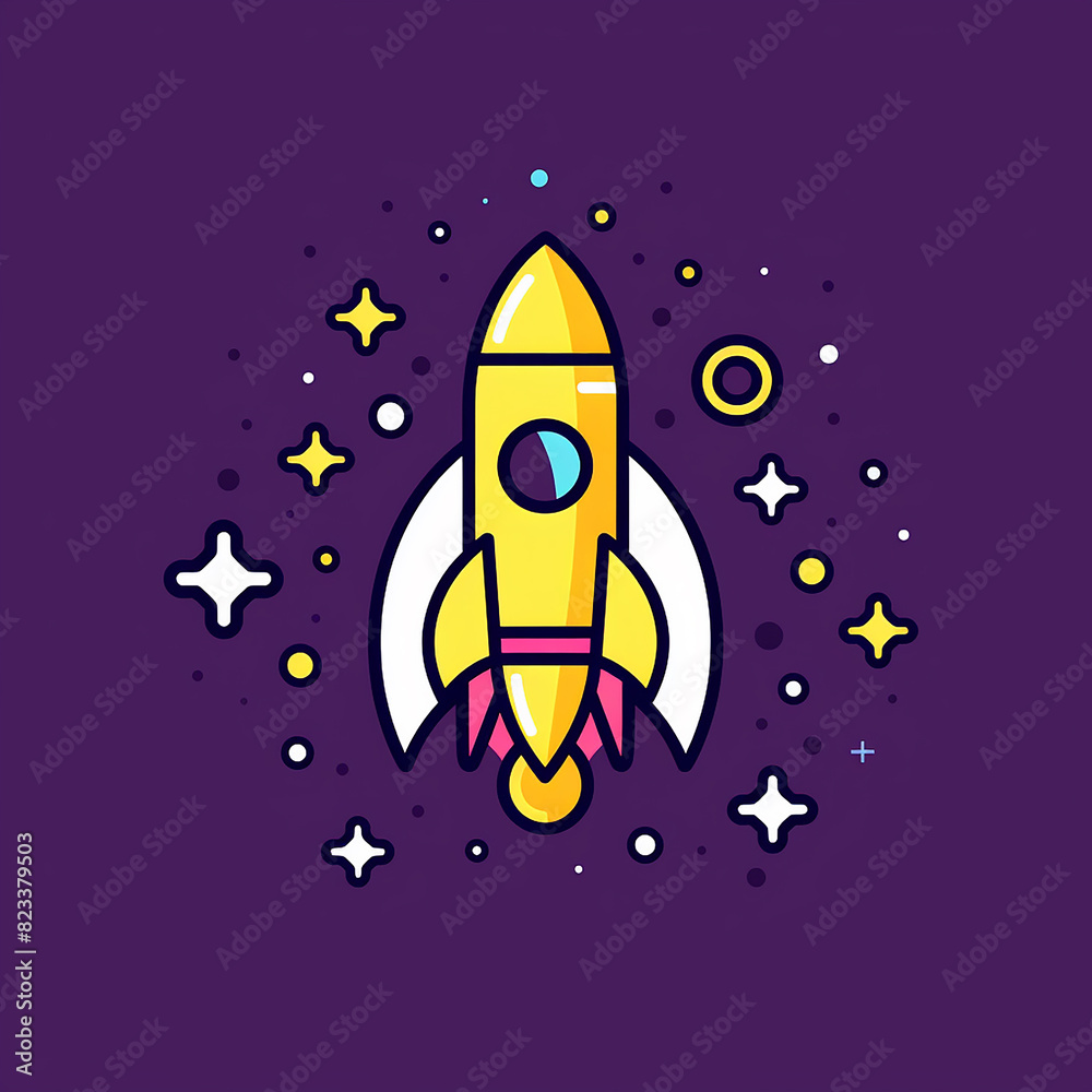 Fototapeta premium Starry_Rocket_Modern_Line_Icon_Vector_Line_A