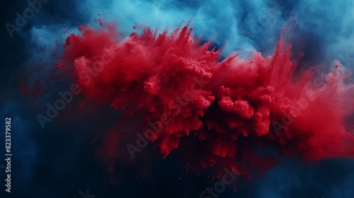 abstract blue powder explosion on black backgroundabstract red powder splatted on black background,Freeze motion of red powder exploding