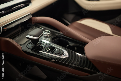 Macro shot of a car gear lever an essential auto part © Евгений Вершинин