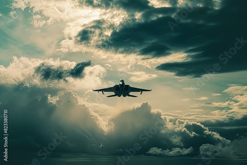 an airplane flying through a cloudy sky
