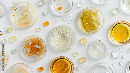 Wallpaper Mural The image showcases natural medicine, cosmetic research, bio science, and organic skin care products. A petri dish is placed on a white background, providing a top view and flat lay perspective.  Torontodigital.ca