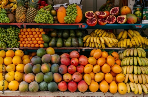 A vibrant and colorful fruit market 