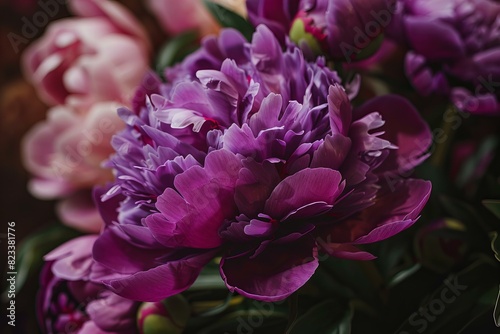 A close up of a purple peony flower, high quality, high resolution