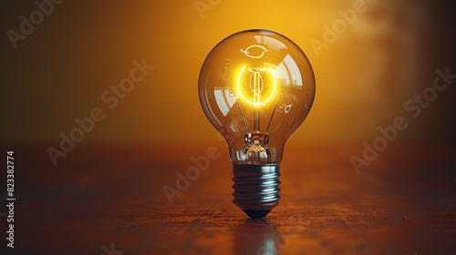 A single light bulb glows warmly against a dark, moody background, symbolizing ideas and innovation