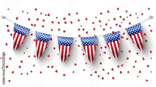 Vibrant American Flag Bunting A Festive th of July for Advertising Design