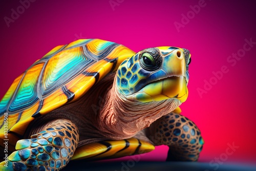 a close up of a turtle photo