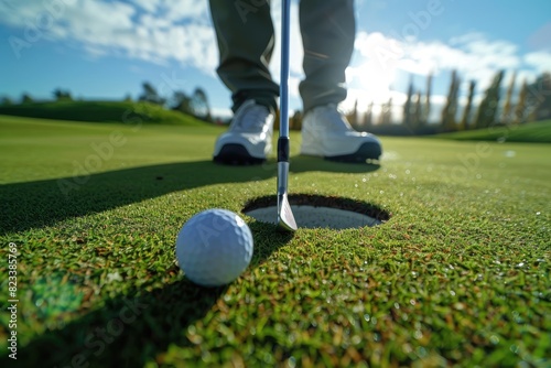 Golf player is preparing to...