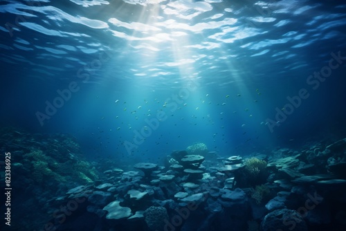 a group of fish swimming under water