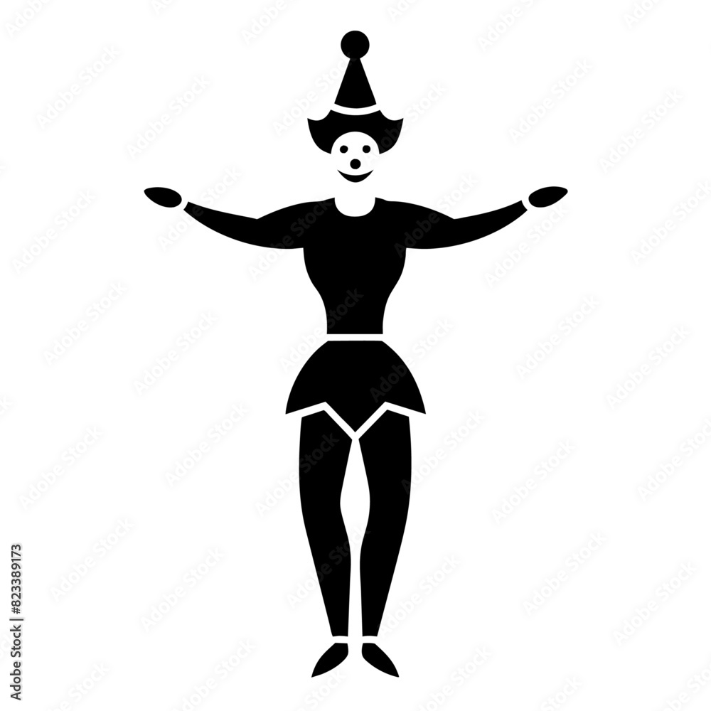 circus man black color silhouette, white background