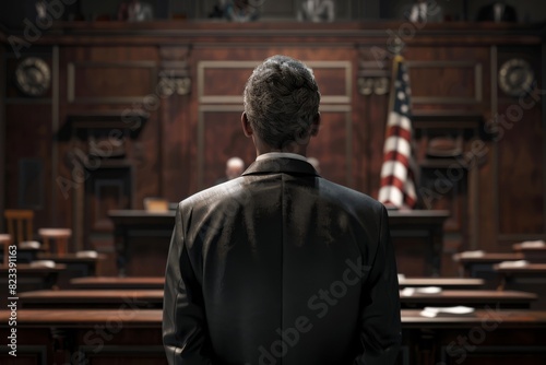Focused Lawyer in Courtroom Advocating for Justice © Raad