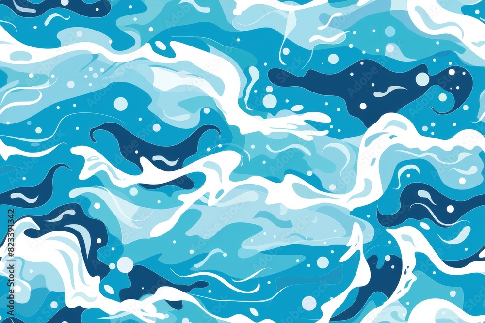 Abstract Ocean Waves Pattern Design in Turquoise and Blue Tones