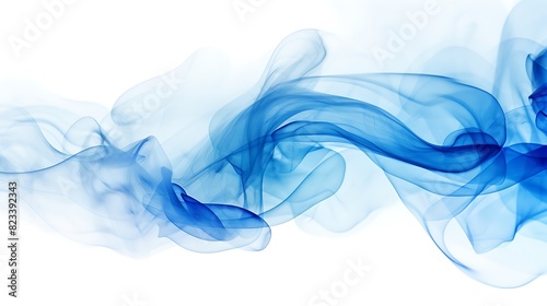 Abstract blue smoke on white background  blue background blue ink background