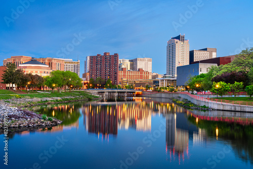 Rochester  Minnesota  USA Cityscape on the Zumbro River