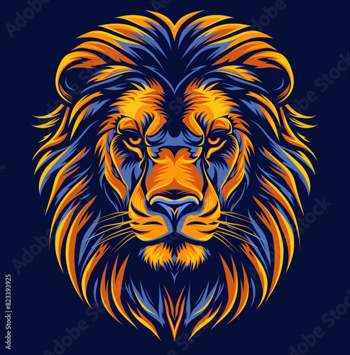 vector logo of lion  front view in the style of Kley Sonya style realism 