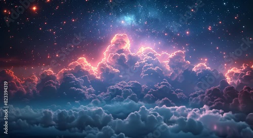 A surreal illustration of a cloud that rains down stars on a particularly well-rated park photo
