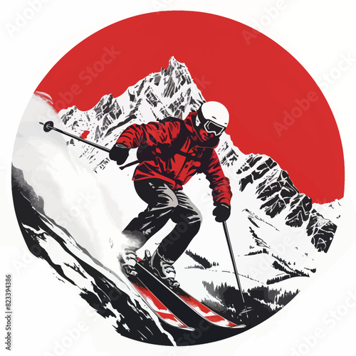 skiing in the mountains