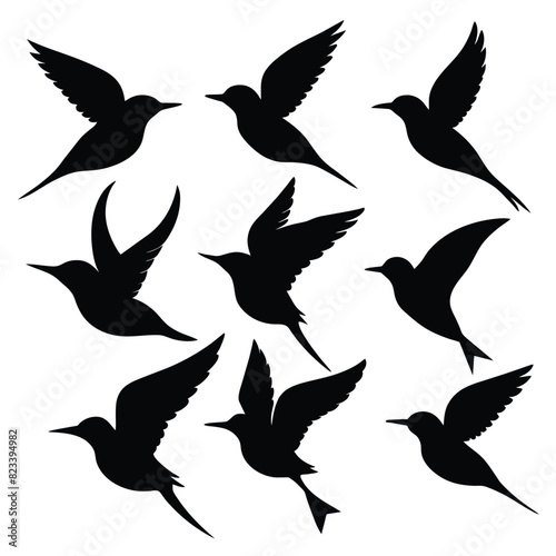 Set of bee eater birds animal Silhouette Vector on a white background