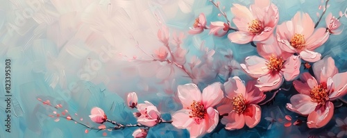 Abstract background with peach blossoms photo