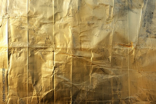 A gold metallic tar paper background with a thin area of lighter metal photo