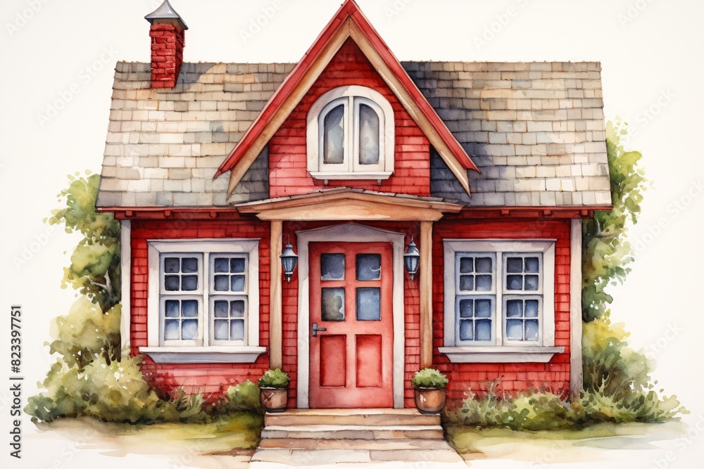 a watercolor of a house