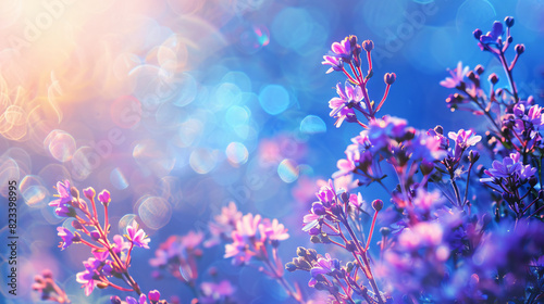 Fluffy purple wild meadow wild flowers in summer summe