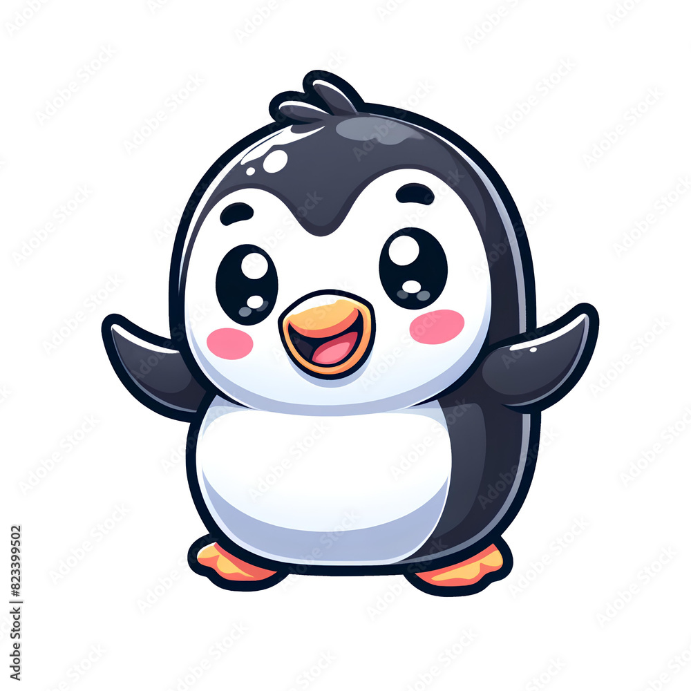 Naklejka premium Adorable Cartoon Penguins in Various Poses 