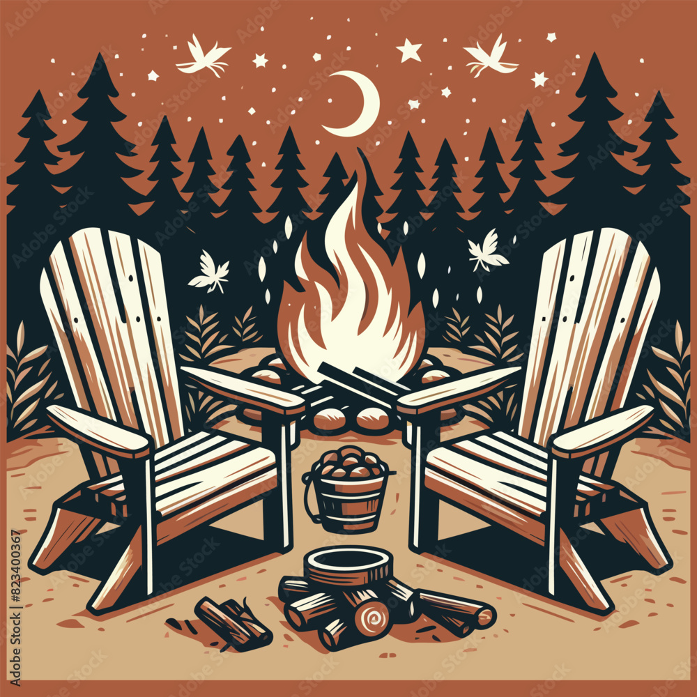 outline clipart campfire black and white camping silhouette vector art ...