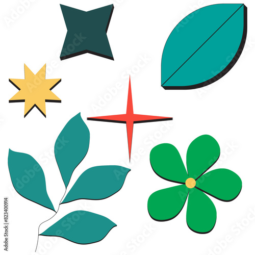 illustration of a set of flower doodles.