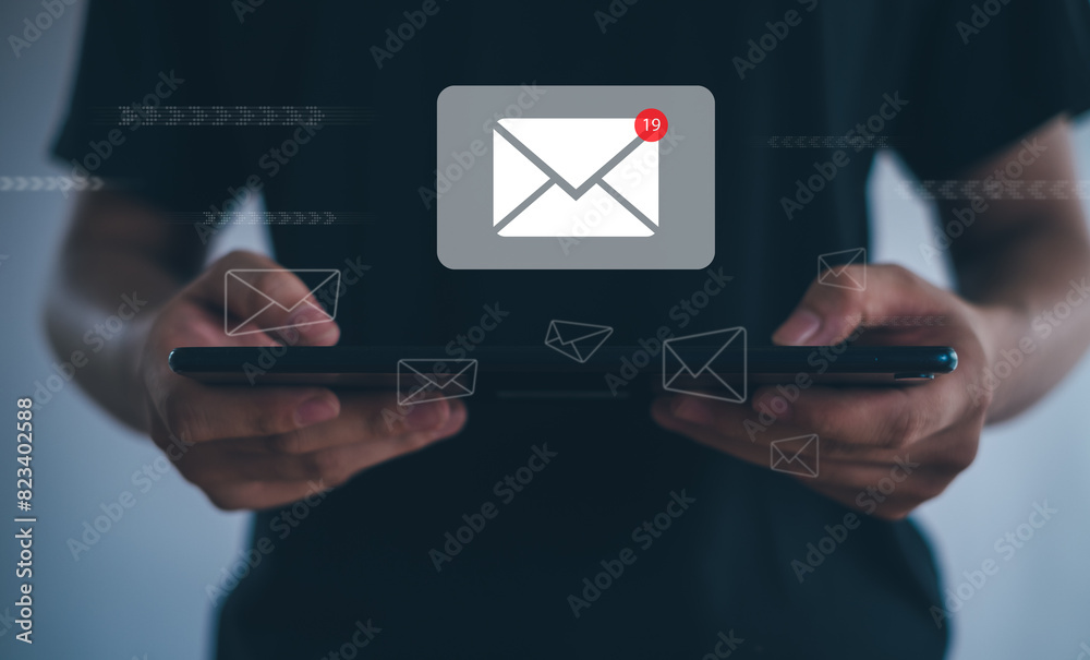 email marketing concept, send e-mail or newsletter, Inbox receiving electronic message alert. internet technology. for business e-mail communication and digital marketing. email marketing concept, send e-mail or newsletter, Inbox receiving electronic message alert. internet technology. for business e-mail communication and digital marketing.