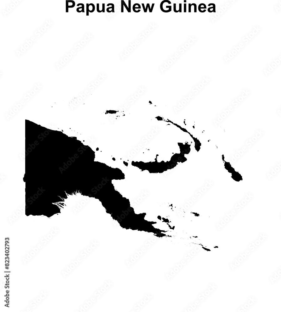 Papua New Guinea blank outline map design Papua New Guinea blank outline map design