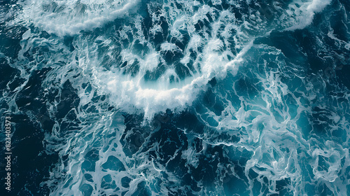 Aerial view of churning ocean waves photo