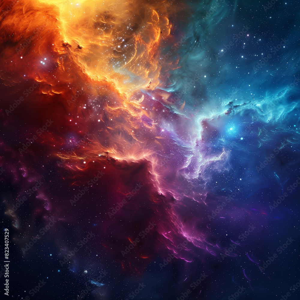 Naklejka premium Nebula and galaxies in space. Abstract cosmos background