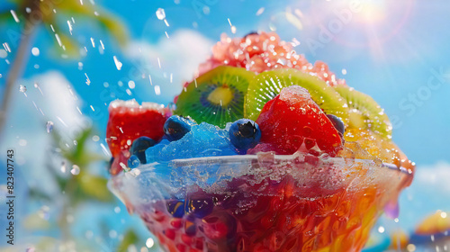 カラフルなかき氷｜Colorful shaved ice　Generative　AI	