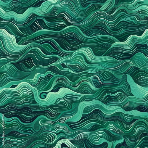 Abstract Green Waves Texture Digital Art Background