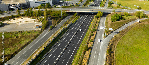 Fototapeta Naklejka Na Ścianę i Meble -  Aerial view of the Italian highway.